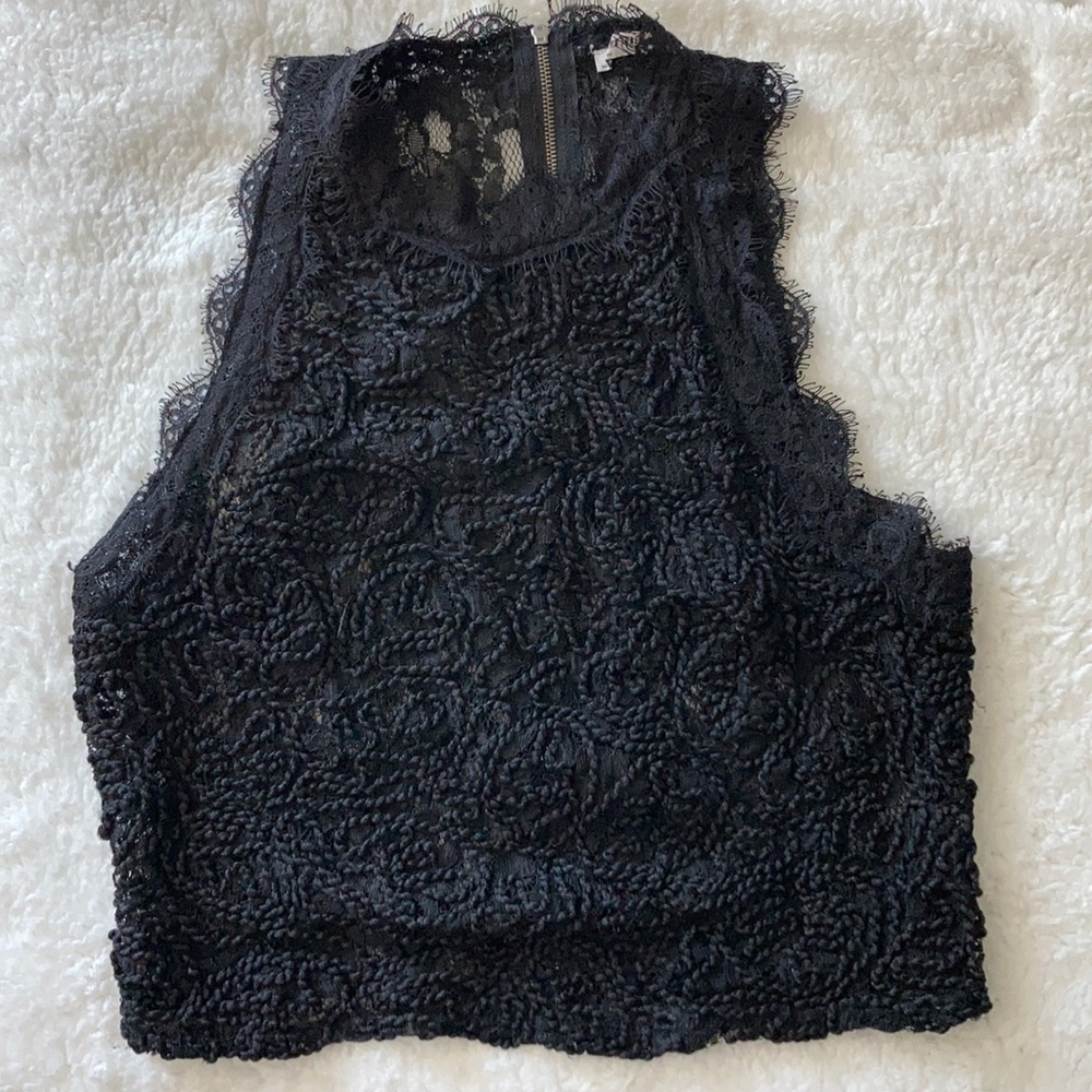 Zara black lace crop top